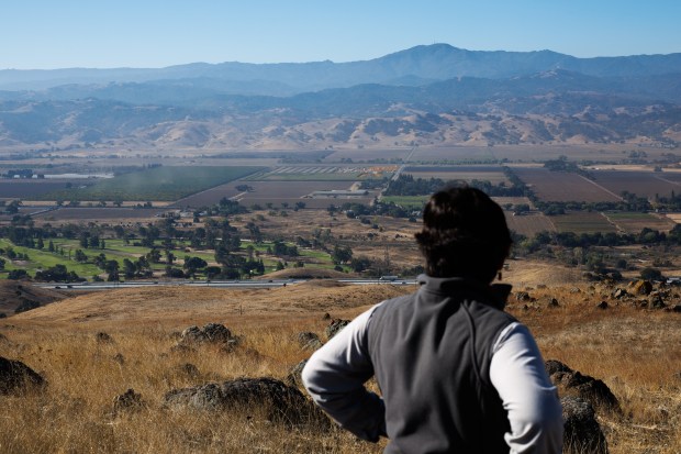 Andrea Mackenzie, general manager of the Santa Clara Valley Open Space Authority shows this newspaper Coyote Valley, an area of farmland and open space between San Jose and Morgan Hill, on Friday, Nov. 3, 2023. (Dai Sugano/Bay Area News Group)