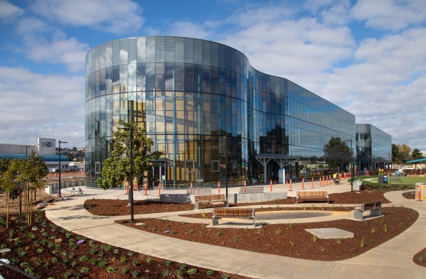 The new Library, Parks and Recreation Center is prepared on Thursday, Oct. 16 for its Grand Opening celebration on Saturday in South San Francisco, Calif. (Karl Mondon/Bay Area News Group)